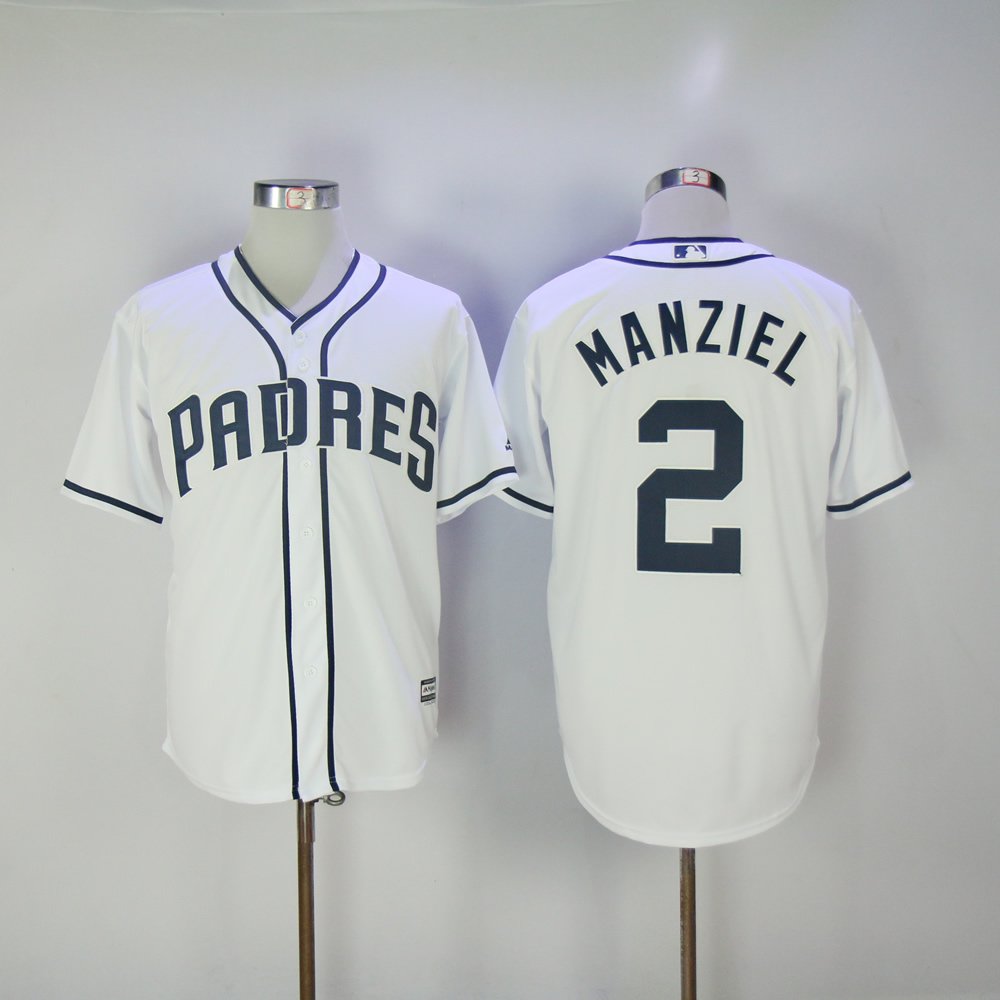 Men San Diego Padres 2 Manziel White MLB Jerseys